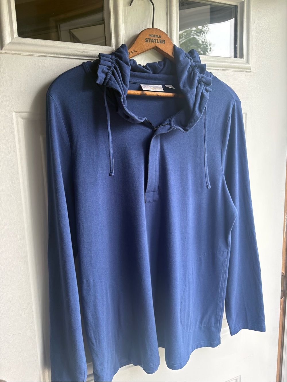 Belle by Kim Gravel Blue Cowl Neck Lightweight Pullover Zip Up Women’s L